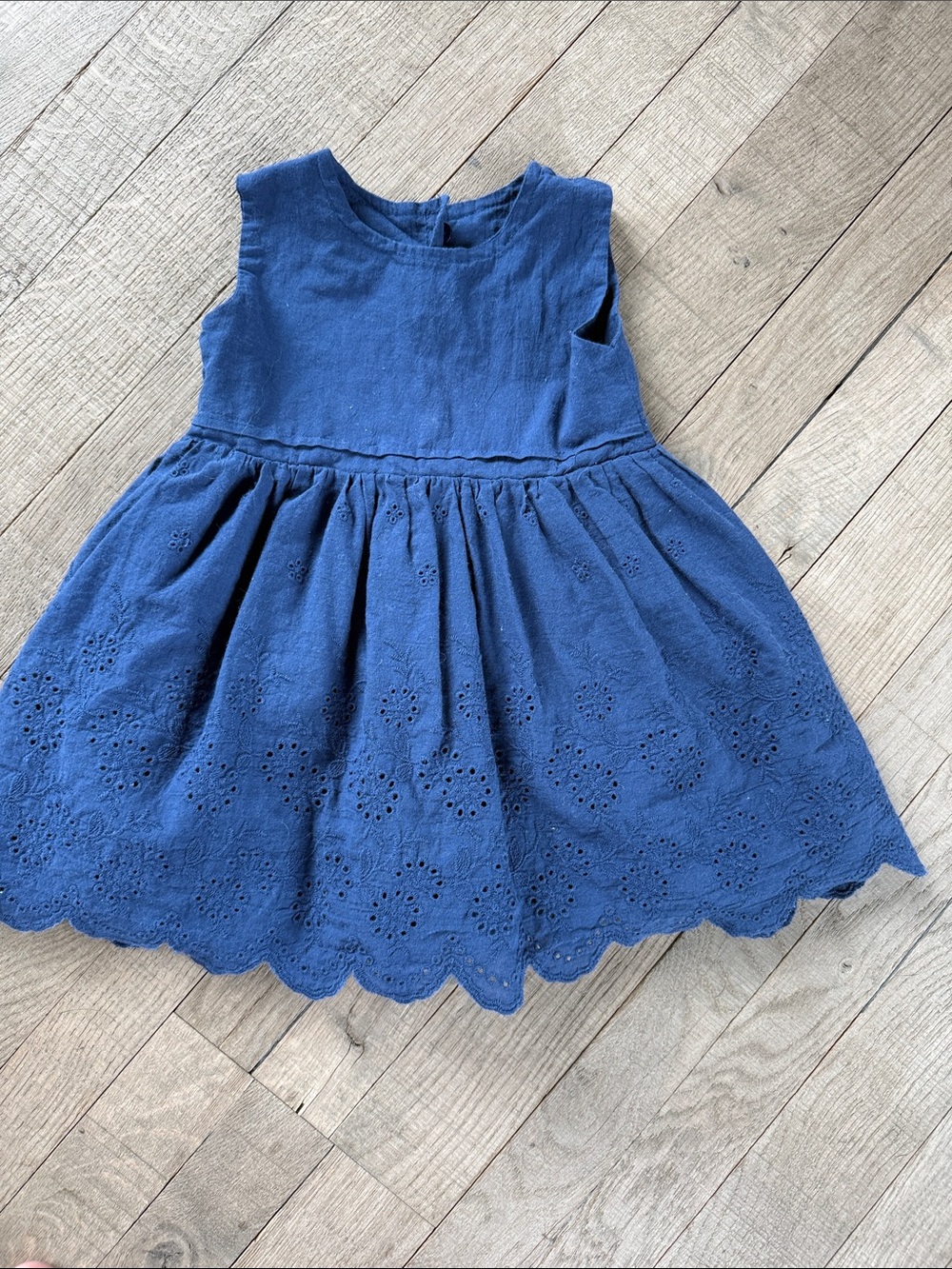 Blue Eyelet Cotton Sundress for Girls